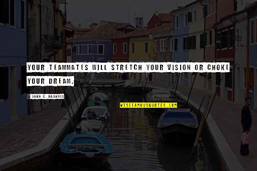 Gimbals Quotes By John C. Maxwell: Your teammates will stretch your vision or choke Gimbals Quotes By John C. Maxwell: Your teammates will stretch your vision or choke
