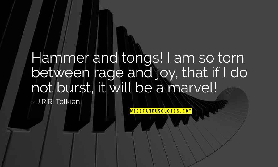 Gimli Quotes By J.R.R. Tolkien: Hammer and tongs! I am so torn between