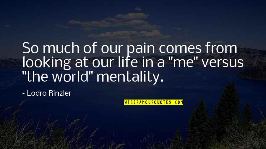Gimmesomeali Quotes By Lodro Rinzler: So much of our pain comes from looking Gimmesomeali Quotes By Lodro Rinzler: So much of our pain comes from looking