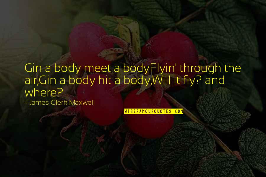 Gin Quotes By James Clerk Maxwell: Gin a body meet a bodyFlyin' through the