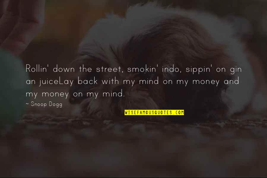 Gin Quotes By Snoop Dogg: Rollin' down the street, smokin' indo, sippin' on