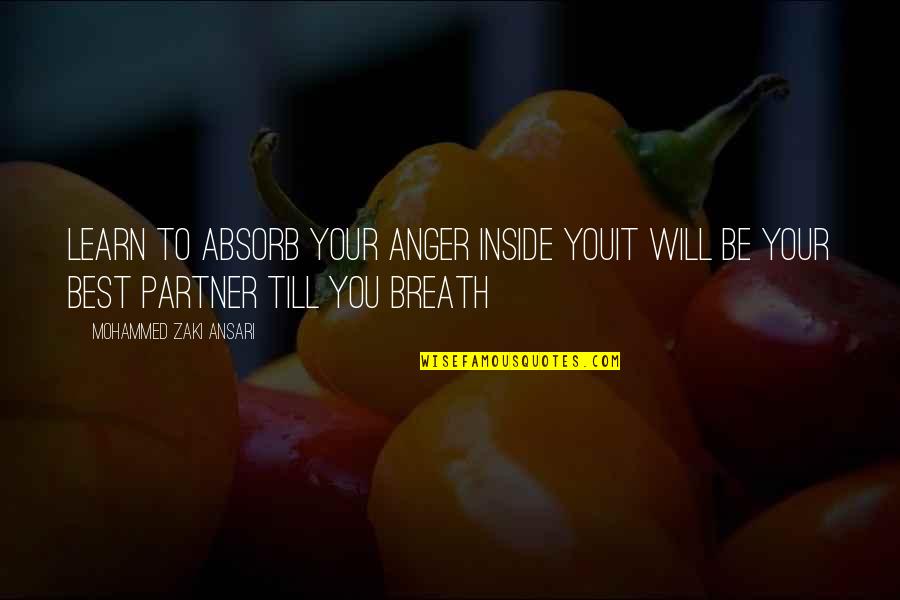 Gina And Jake Quotes By Mohammed Zaki Ansari: Learn to absorb your anger inside youIt will