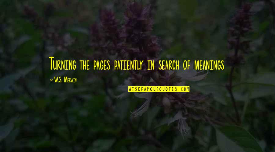 Giner Y Quotes By W.S. Merwin: Turning the pages patiently in search of meanings