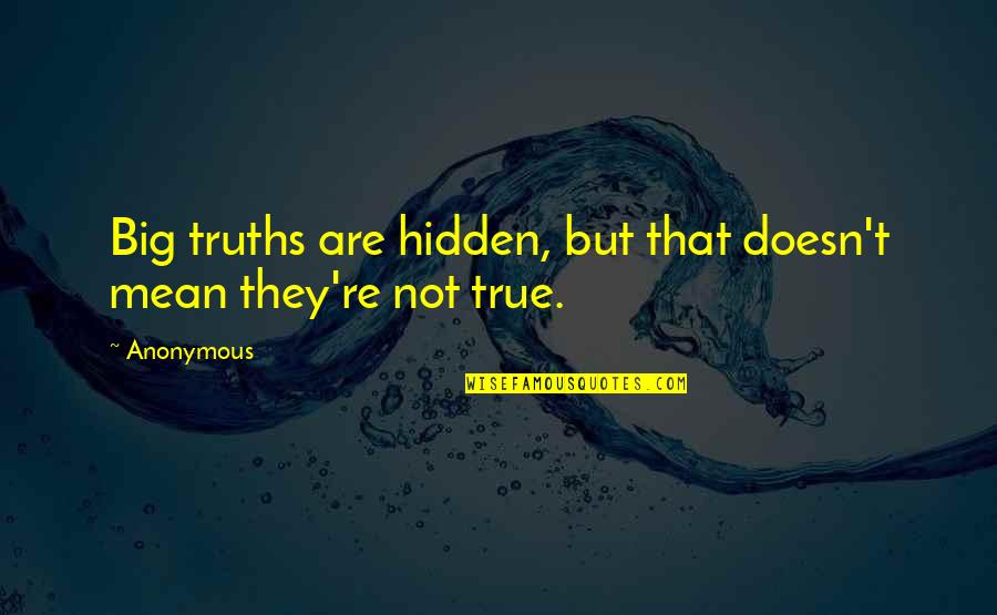Ginevra Pintor Quotes By Anonymous: Big truths are hidden, but that doesn't mean