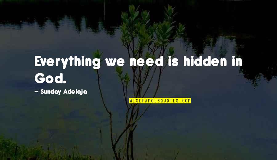 Ginger Snaps Unleashed Quotes By Sunday Adelaja: Everything we need is hidden in God.