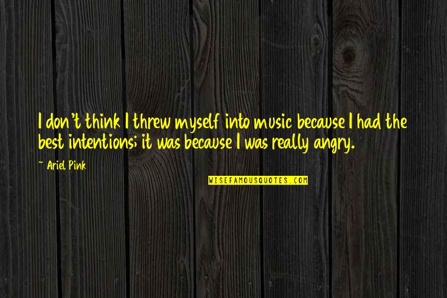 Gingras Blog Quotes By Ariel Pink: I don't think I threw myself into music Gingras Blog Quotes By Ariel Pink: I don't think I threw myself into music