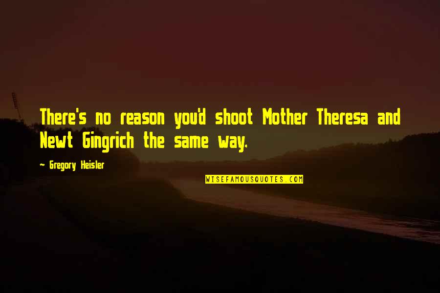 Gingrich Quotes By Gregory Heisler: There's no reason you'd shoot Mother Theresa and