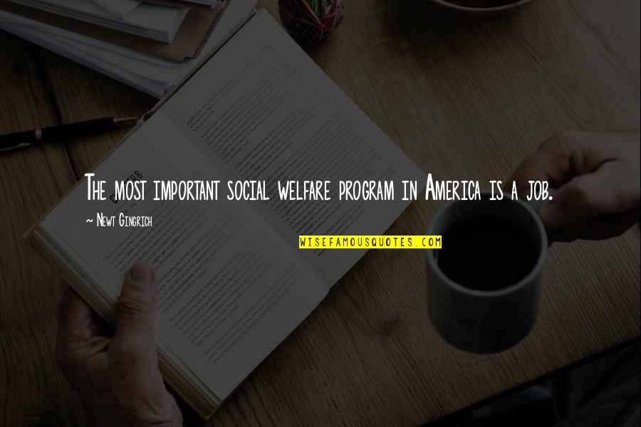 Gingrich Quotes By Newt Gingrich: The most important social welfare program in America Gingrich Quotes By Newt Gingrich: The most important social welfare program in America
