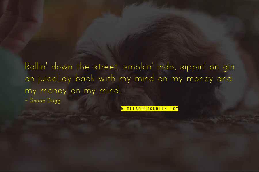 Gin'i Quotes By Snoop Dogg: Rollin' down the street, smokin' indo, sippin' on