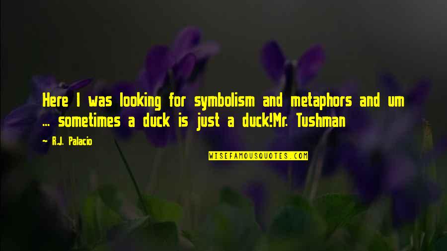 Ginisova Quotes By R.J. Palacio: Here I was looking for symbolism and metaphors Ginisova Quotes By R.J. Palacio: Here I was looking for symbolism and metaphors