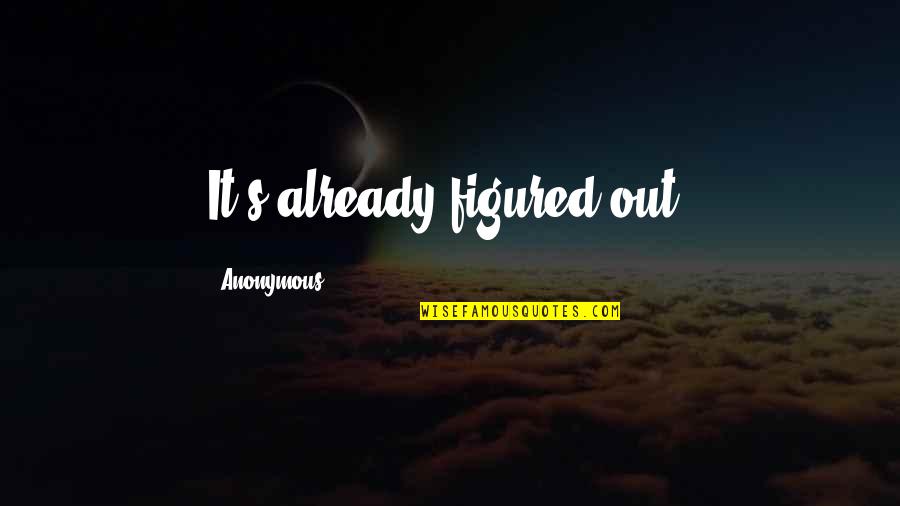 Ginjinha Quotes By Anonymous: It's already figured out. Ginjinha Quotes By Anonymous: It's already figured out.