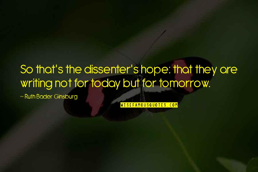 Ginsburg Ruth Bader Quotes By Ruth Bader Ginsburg: So that's the dissenter's hope: that they are
