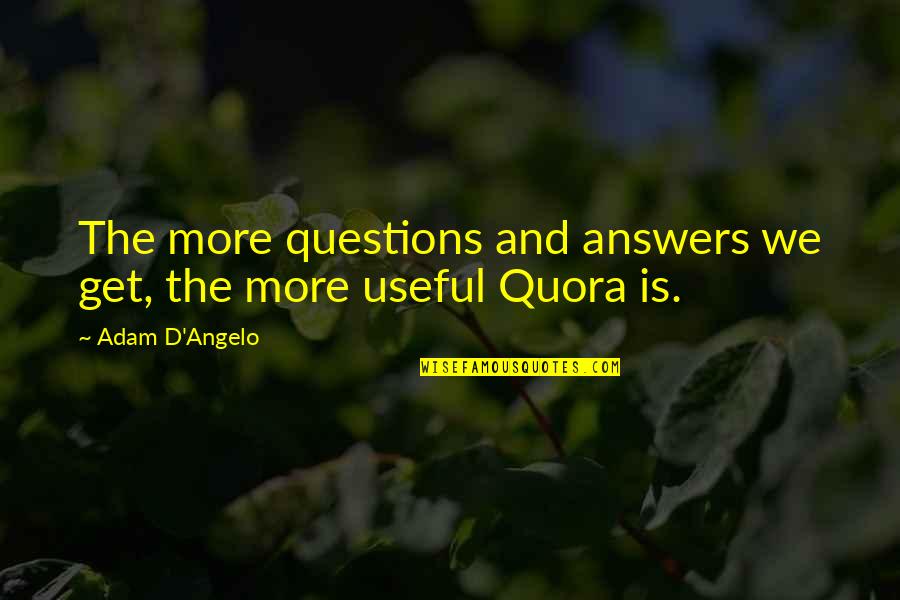 Giorginio Quotes By Adam D'Angelo: The more questions and answers we get, the Giorginio Quotes By Adam D'Angelo: The more questions and answers we get, the