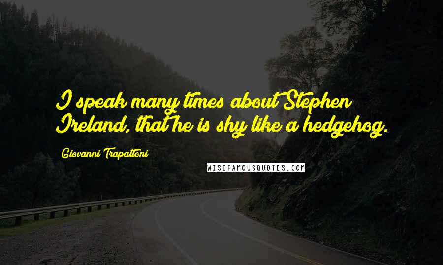 Giovanni Trapattoni quotes: I speak many times about Stephen Ireland, that he is shy like a hedgehog.