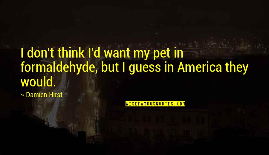 Girault Sancerre Quotes By Damien Hirst: I don't think I'd want my pet in