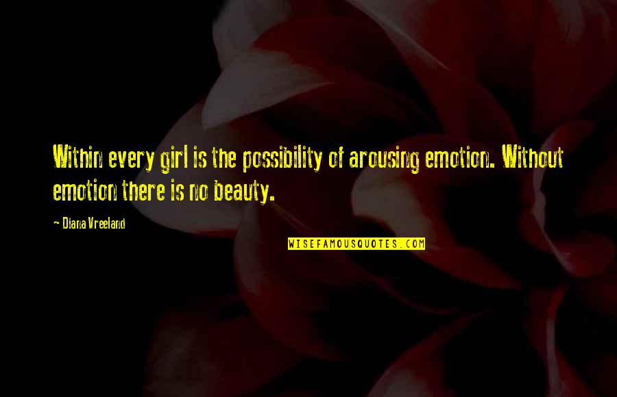 Girl Beauty Quotes By Diana Vreeland: Within every girl is the possibility of arousing