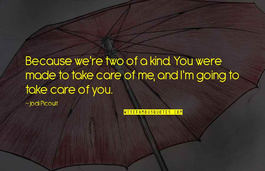 Girl Hurts Boy Quotes By Jodi Picoult: Because we're two of a kind. You were