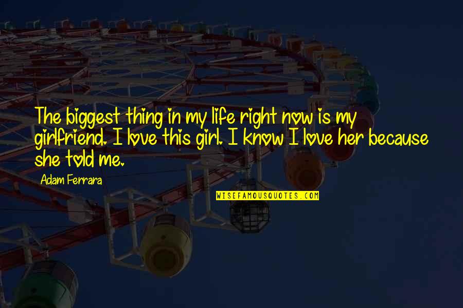 Girl Love Life Quotes By Adam Ferrara: The biggest thing in my life right now