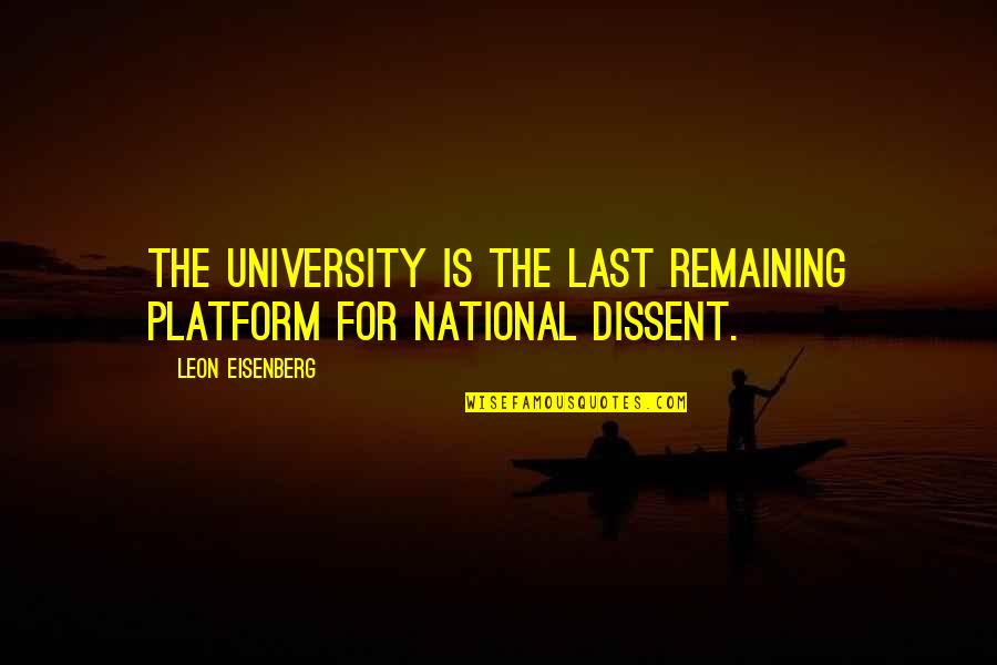 Girlhood To Womanhood Quotes By Leon Eisenberg: The university is the last remaining platform for