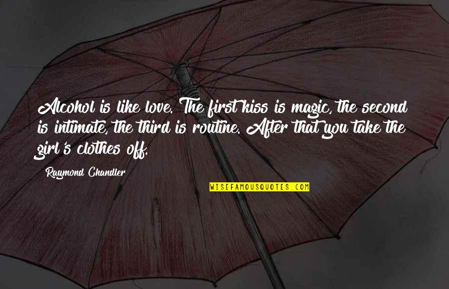 Girl's First Love Quotes By Raymond Chandler: Alcohol is like love. The first kiss is