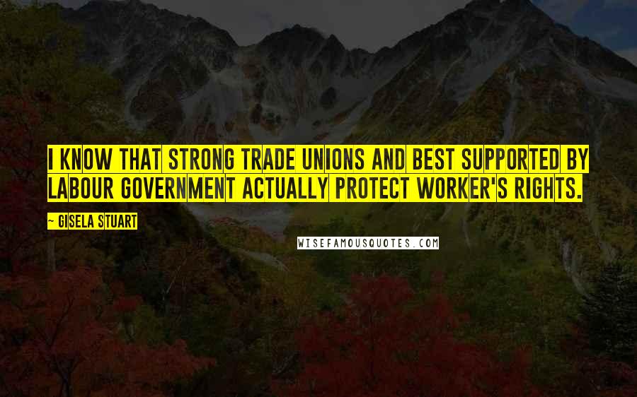 Gisela Stuart quotes: I know that strong trade unions and best supported by Labour Government actually protect worker's rights.