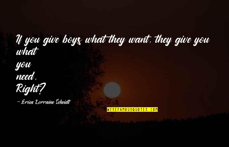 Gish Seiden Quotes By Erica Lorraine Scheidt: If you give boys what they want, they