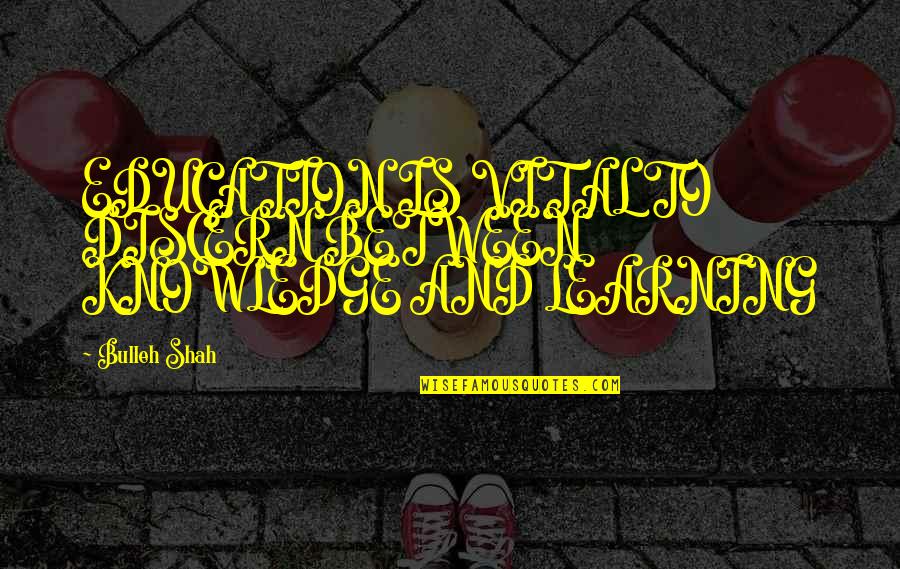 Gislen Meschiati Quotes By Bulleh Shah: EDUCATION IS VITAL TO DISCERN BETWEEN KNOWLEDGE AND