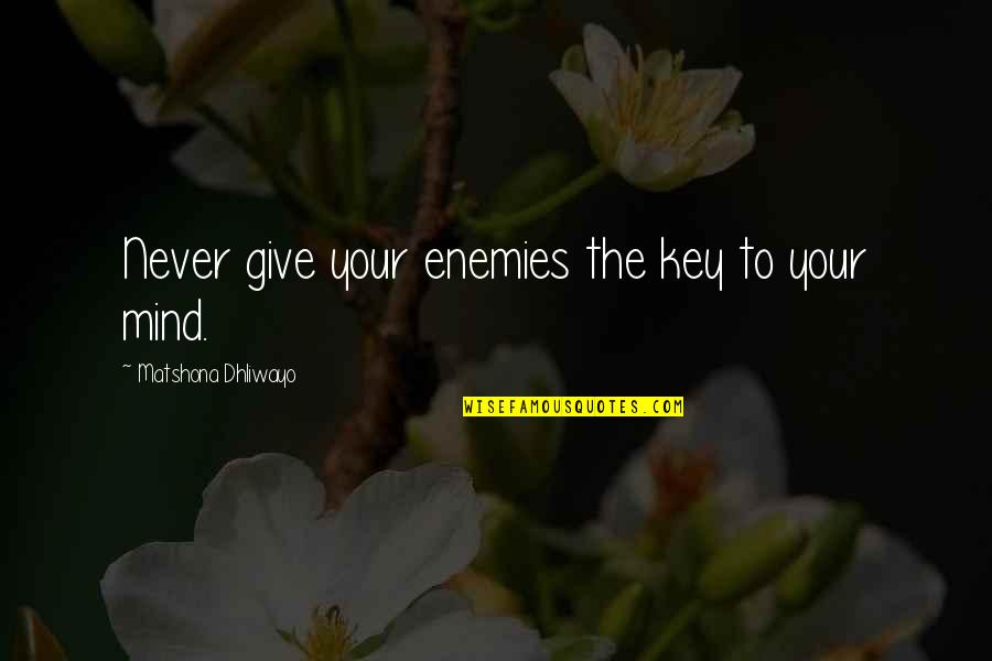 Gittie Sheinkopf Quotes By Matshona Dhliwayo: Never give your enemies the key to your