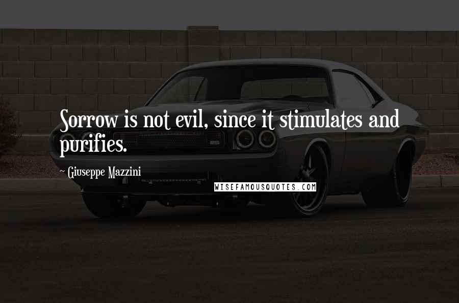 Giuseppe Mazzini quotes: Sorrow is not evil, since it stimulates and purifies.