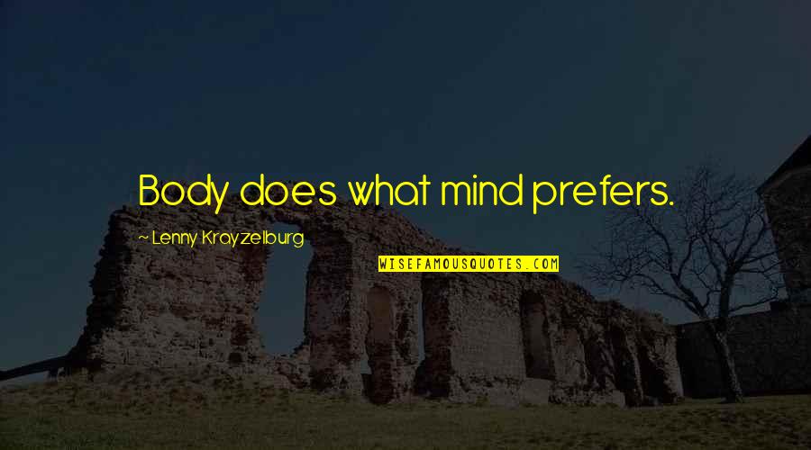 Giuseppina Gigliotti Quotes By Lenny Krayzelburg: Body does what mind prefers. Giuseppina Gigliotti Quotes By Lenny Krayzelburg: Body does what mind prefers.