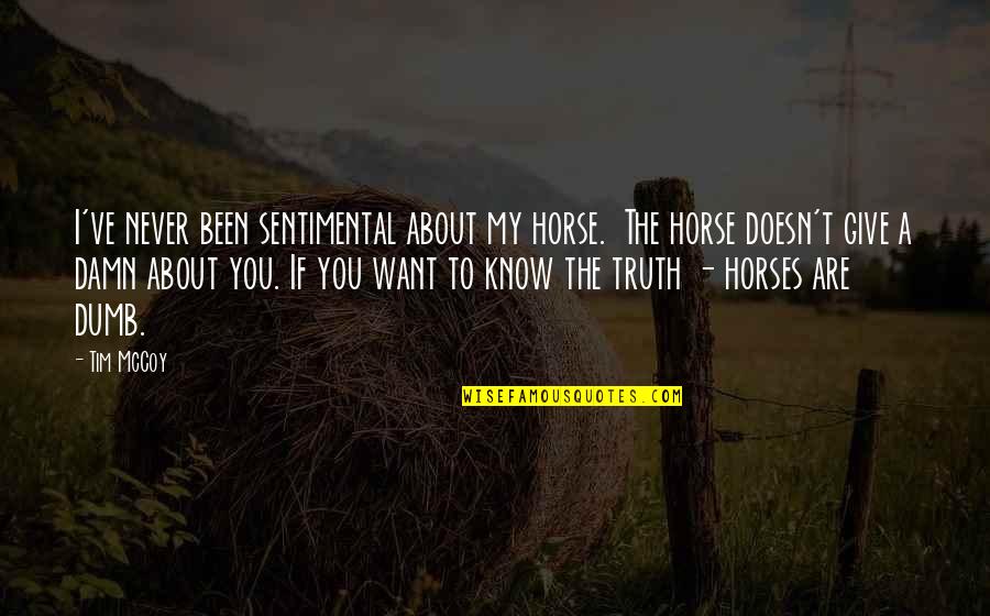 Give A Damn Quotes By Tim McCoy: I've never been sentimental about my horse. The