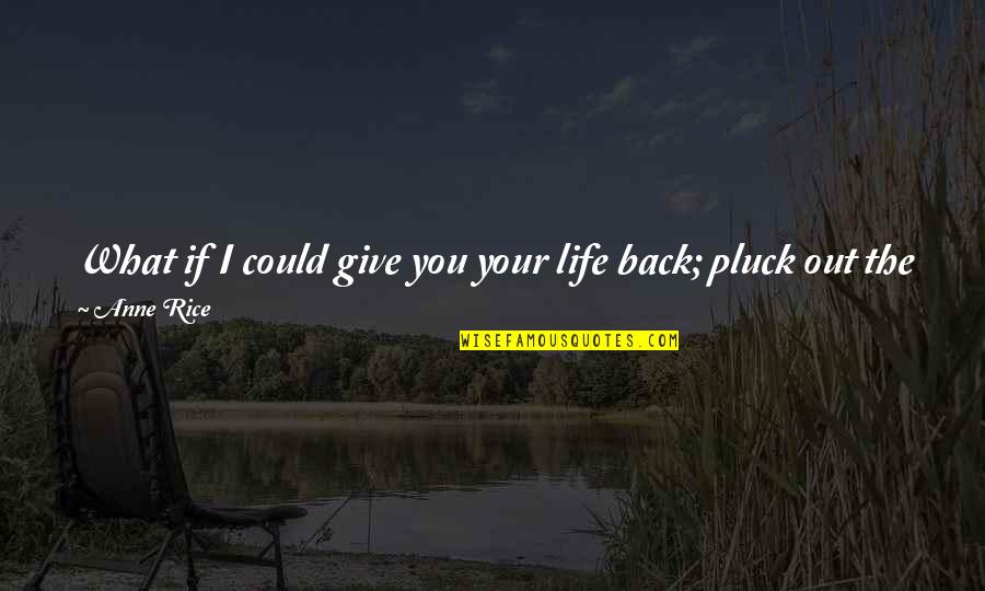 Give Back To The World Quotes By Anne Rice: What if I could give you your life