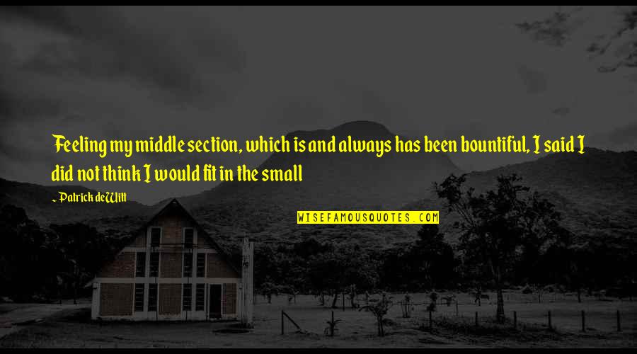 Give Her Your Attention Quotes By Patrick DeWitt: Feeling my middle section, which is and always Give Her Your Attention Quotes By Patrick DeWitt: Feeling my middle section, which is and always
