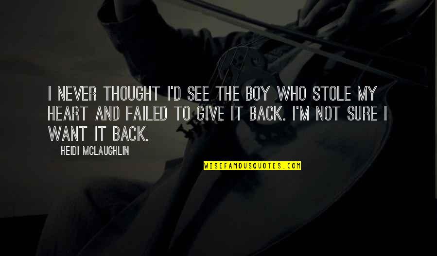 Give It Back Quotes By Heidi McLaughlin: I never thought I'd see the boy who