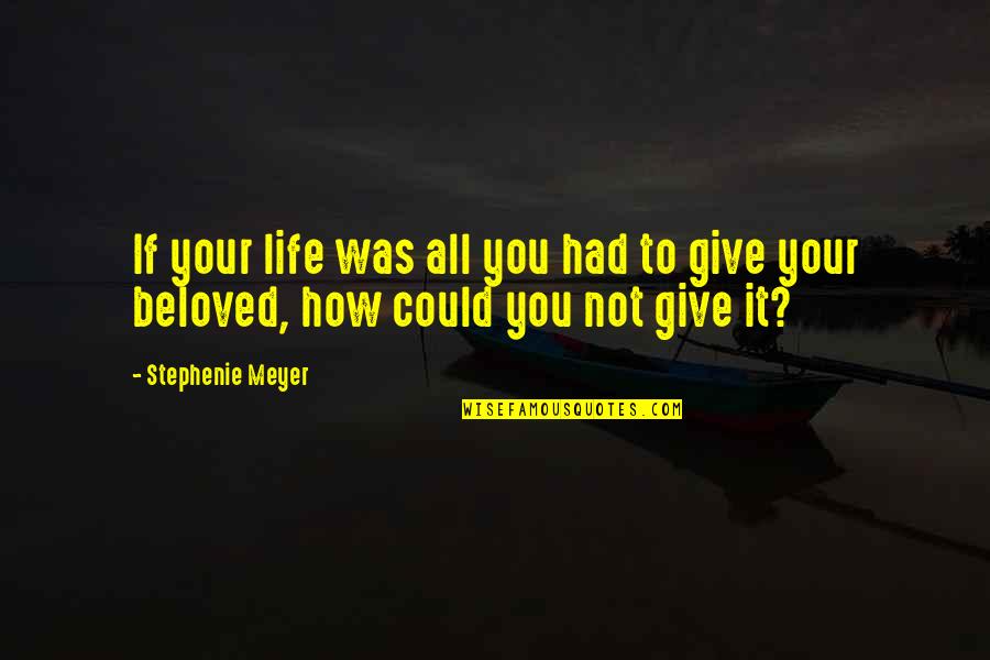 Give Love To All Quotes By Stephenie Meyer: If your life was all you had to