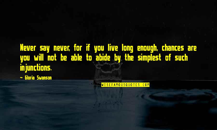 Give Not Quotes By Gloria Swanson: Never say never, for if you live long