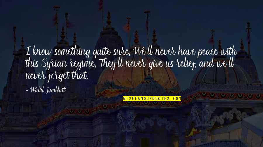 Give Peace Quotes By Walid Jumblatt: I know something quite sure. We'll never have Give Peace Quotes By Walid Jumblatt: I know something quite sure. We'll never have