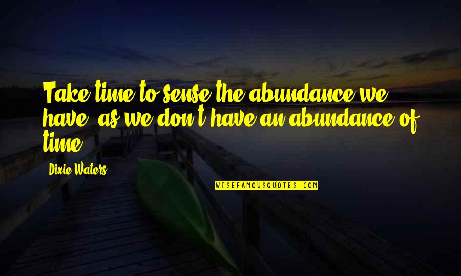 Give Time For Love Quotes By Dixie Waters: Take time to sense the abundance we have,