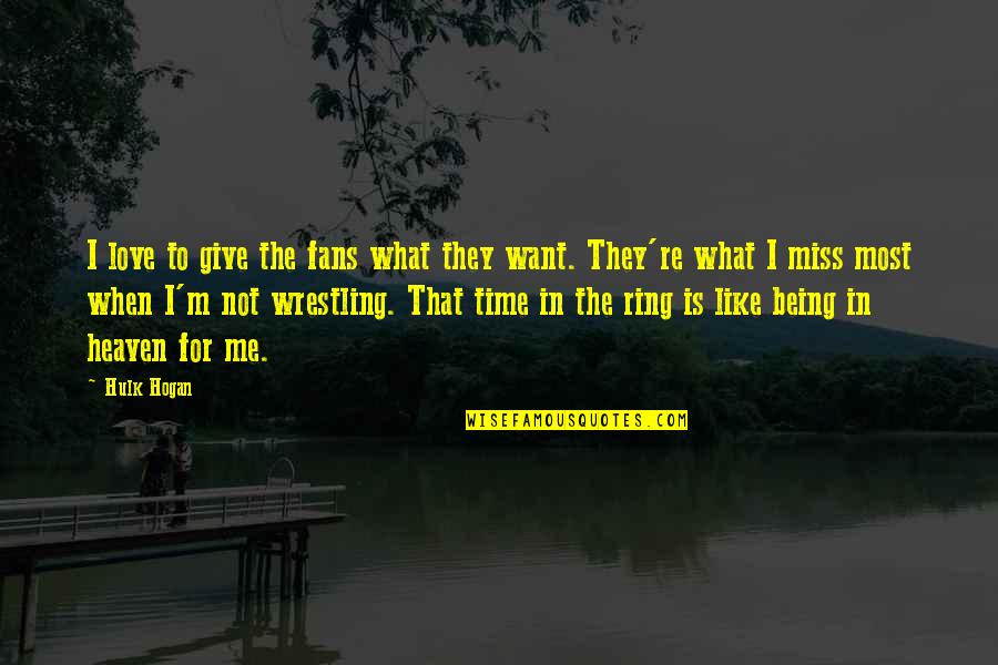 Give Time For Me Quotes By Hulk Hogan: I love to give the fans what they