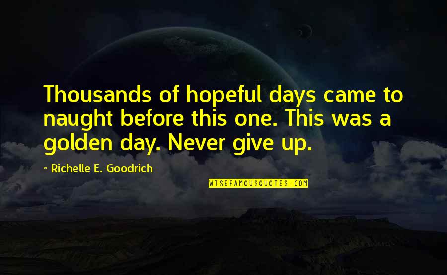 Give Up It Quotes By Richelle E. Goodrich: Thousands of hopeful days came to naught before