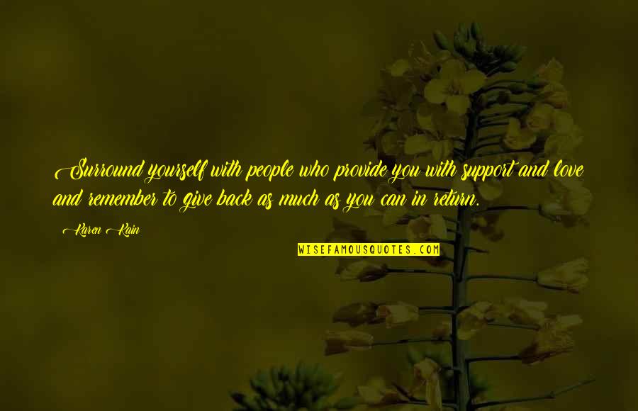 Give Yourself Some Love Quotes By Karen Kain: Surround yourself with people who provide you with