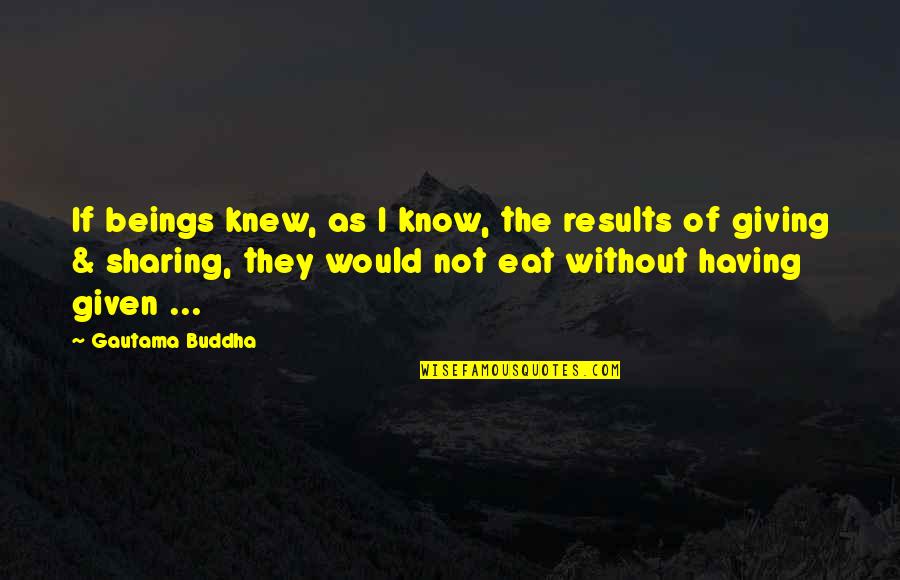 Given Too Much To Eat Quotes By Gautama Buddha: If beings knew, as I know, the results