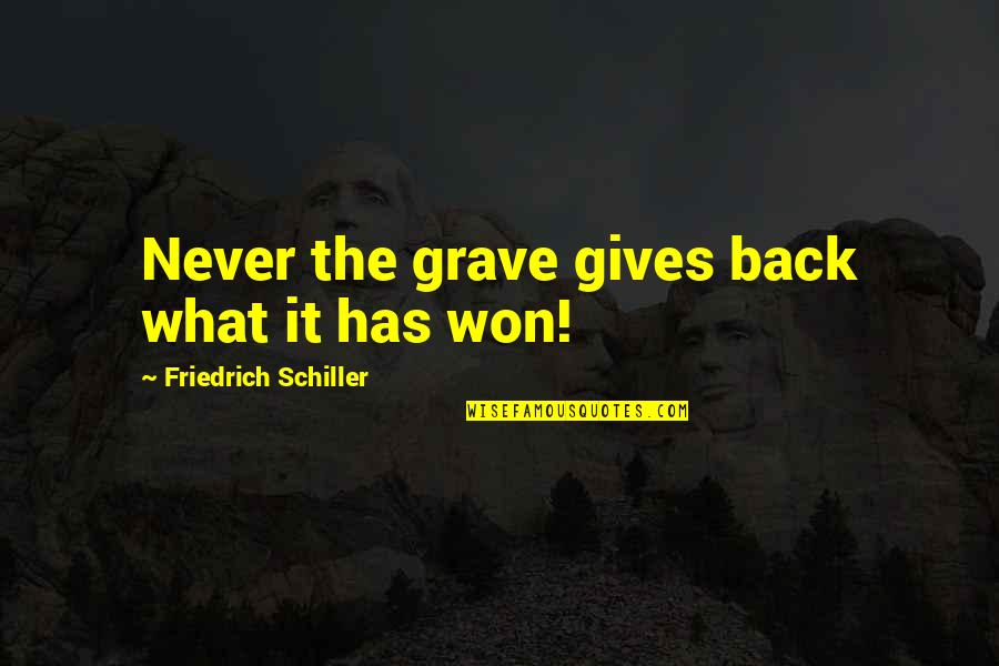 Gives Back Quotes By Friedrich Schiller: Never the grave gives back what it has