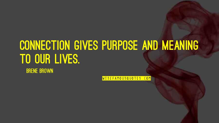 Gives Life Meaning Quotes By Brene Brown: Connection gives purpose and meaning to our lives.