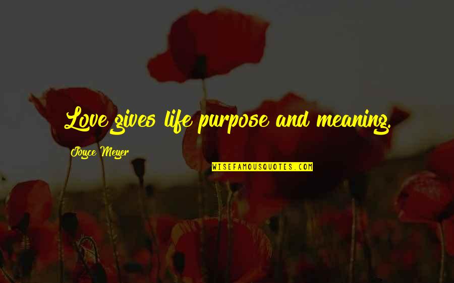 Gives Life Meaning Quotes By Joyce Meyer: Love gives life purpose and meaning.