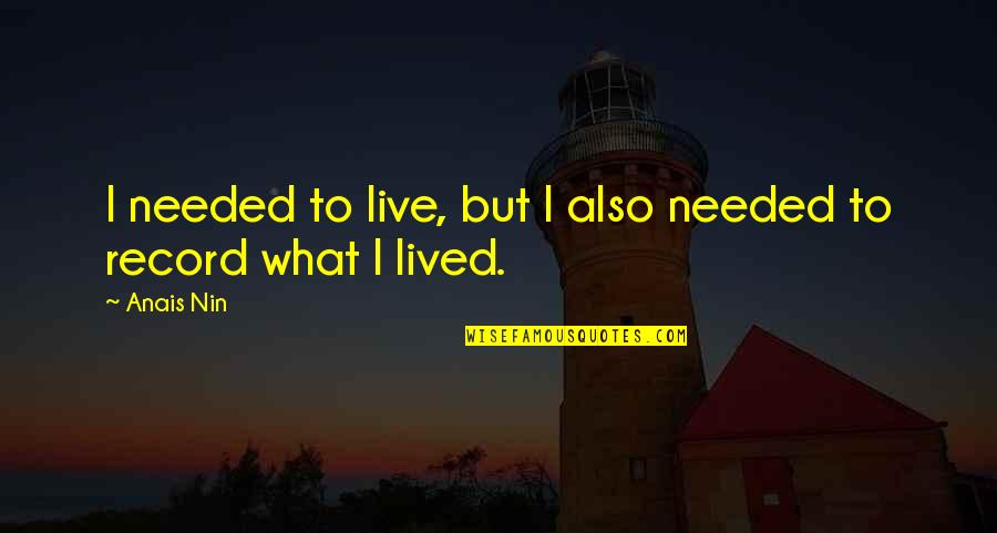 Giving And Not Expecting Anything In Return Quotes By Anais Nin: I needed to live, but I also needed
