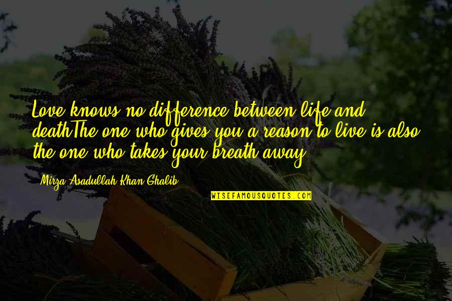 Giving Away Love Quotes By Mirza Asadullah Khan Ghalib: Love knows no difference between life and deathThe