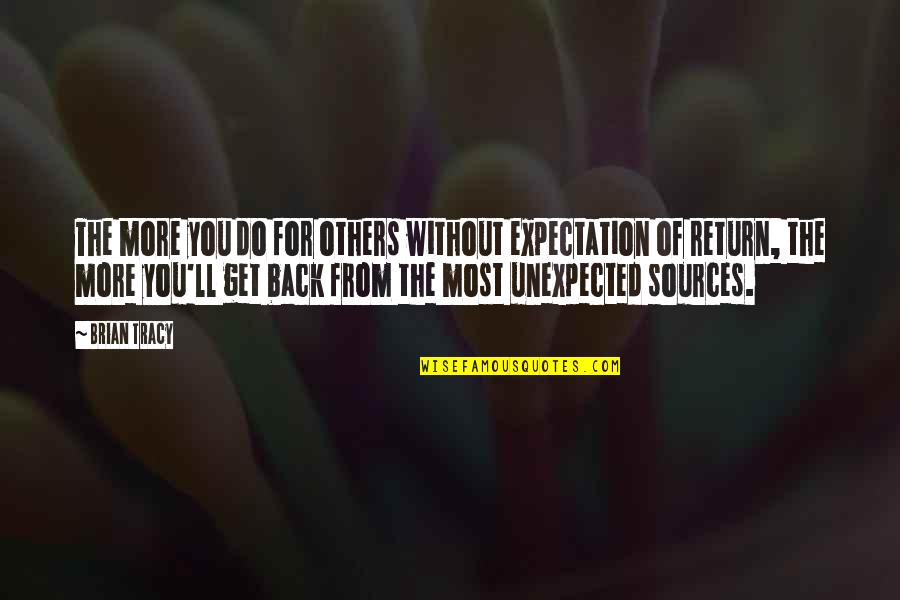 Giving Back To Others Quotes By Brian Tracy: The more you do for others without expectation