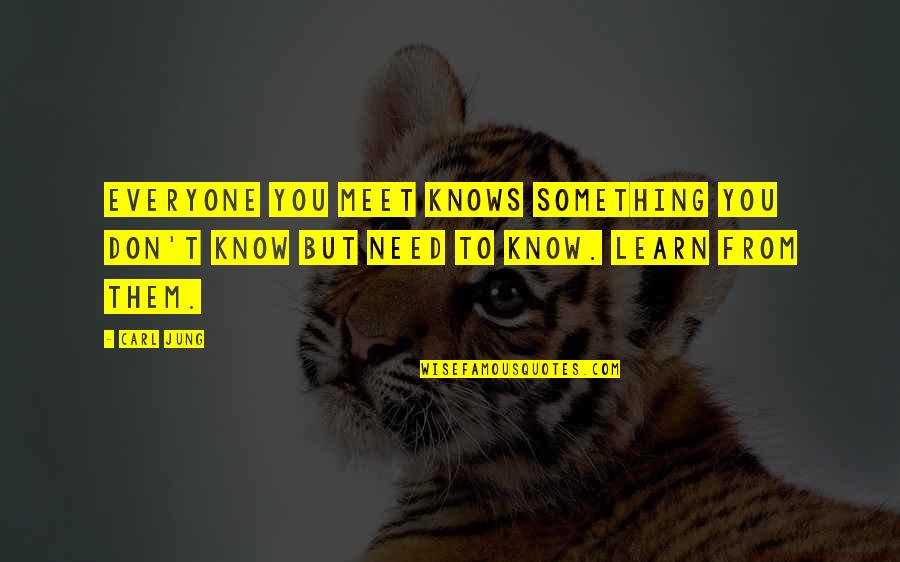Giving Back To The Earth Quotes By Carl Jung: Everyone you meet knows something you don't know