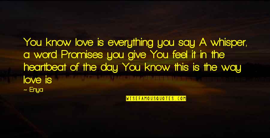 Giving Everything Up For Love Quotes By Enya: You know love is everything you say A